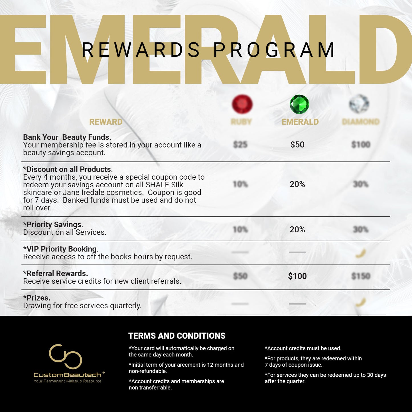Beaute Rewards - Emerald Membership $50 per month
